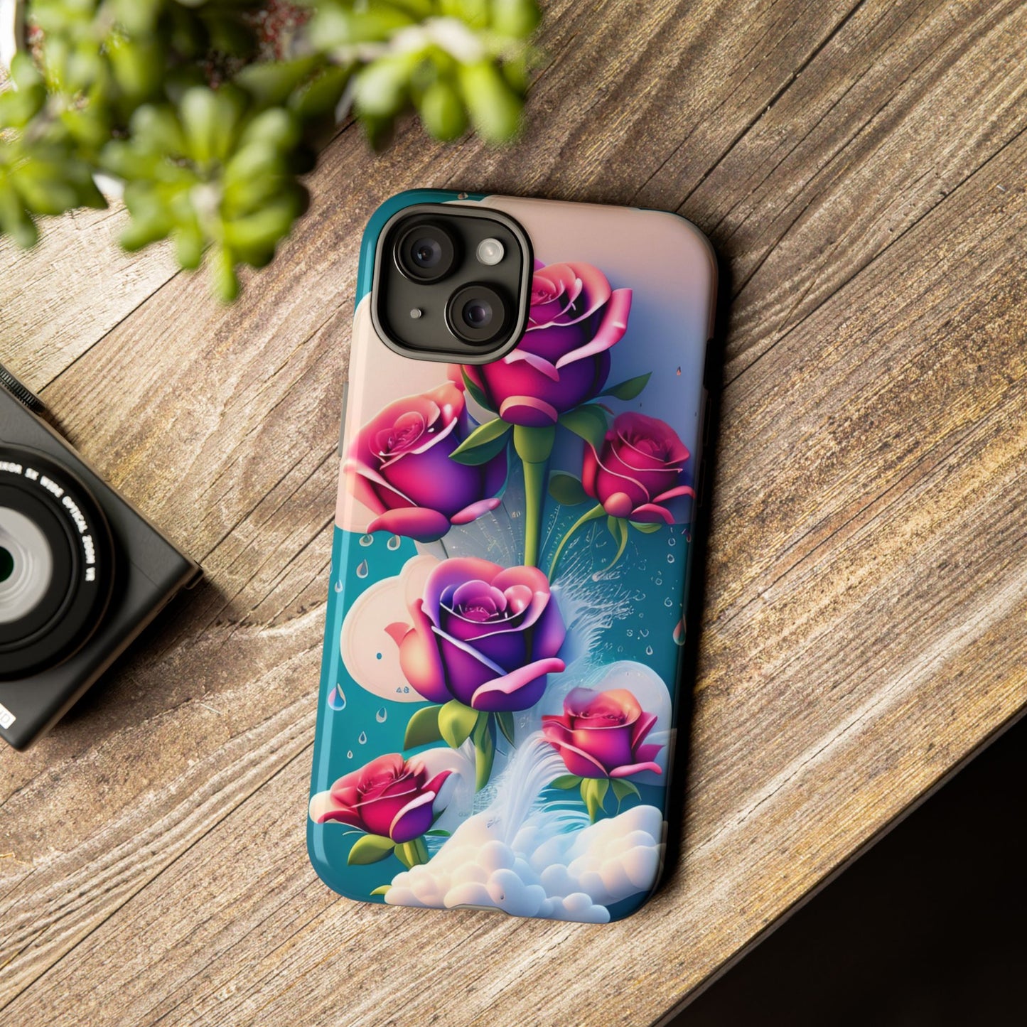 Floral Dream Tough Phone Case — Rose Bouquet Clouds Design