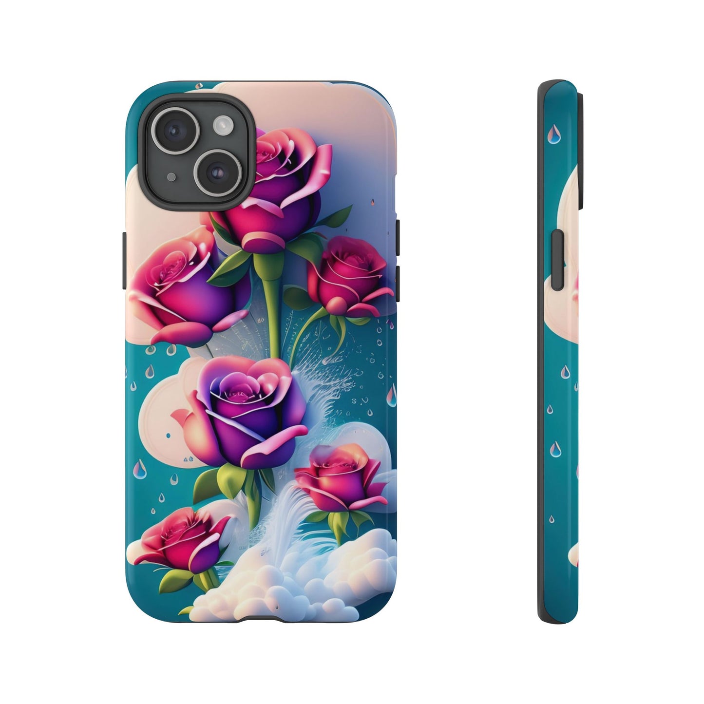 Floral Dream Tough Phone Case — Rose Bouquet Clouds Design