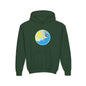 Sunrise Surf Circle Youth Hoodie | Surfing Wave Graphic
