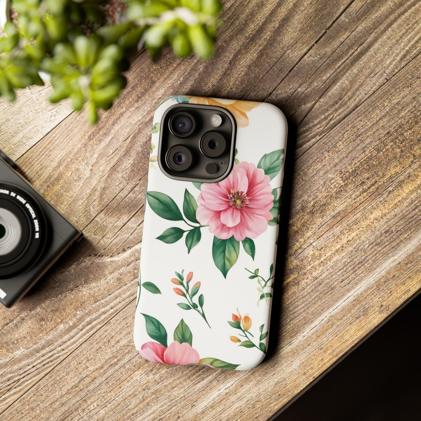 Floral Tough Phone Case — Pink Peony Protective Phone Cover