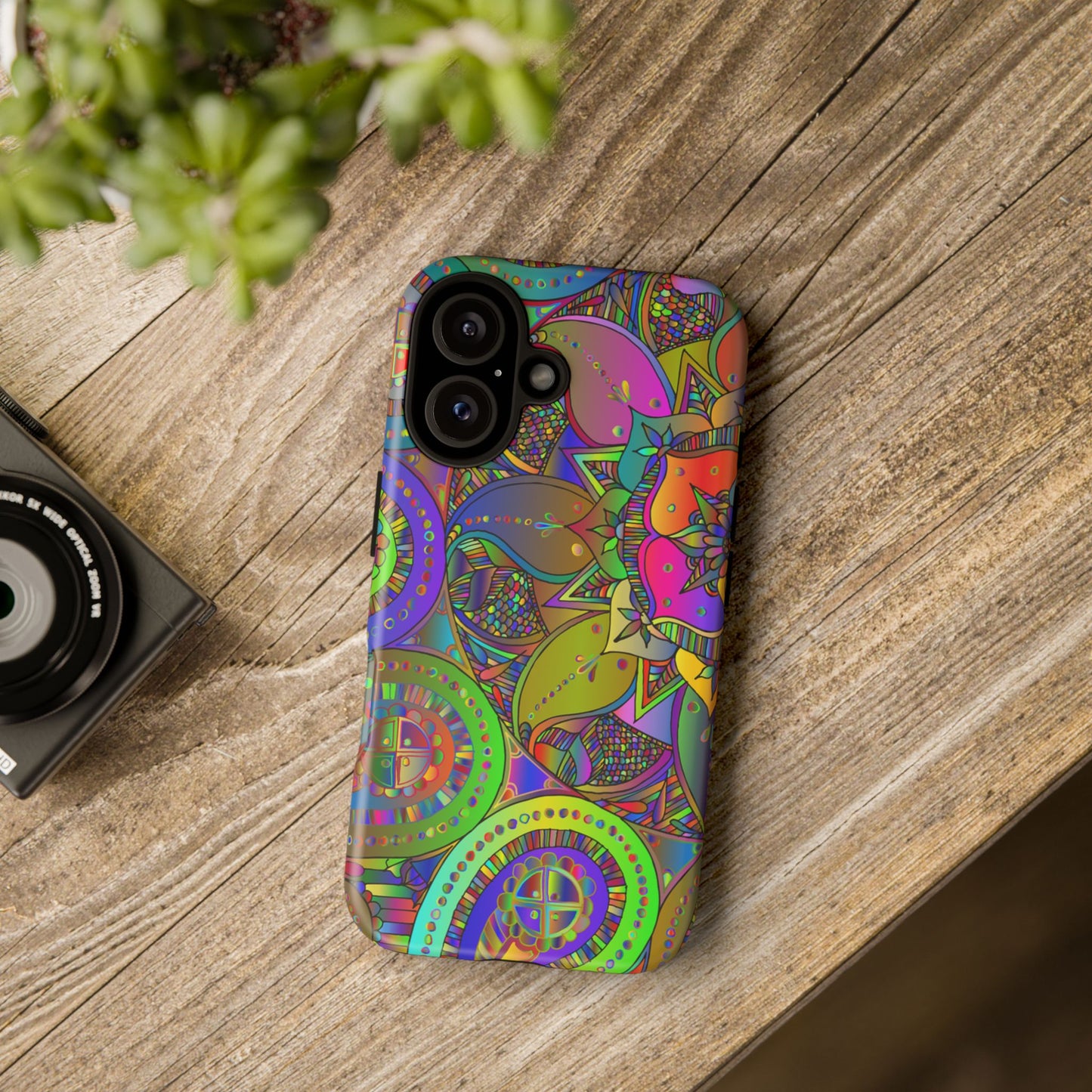 Psychedelic Mandala Tough Phone Case — Colorful Floral Geometric iPhone Cover