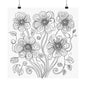 Floral Line Art Poster — Black & White Daisy Bouquet Matte Print - DIY