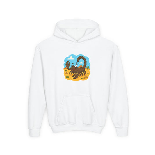 Smiling Scorpion Youth Hoodie | Desert Cartoon Scorpion Kids Sweatshirt