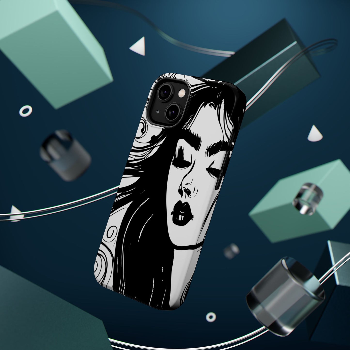 Artistic Black & White Portrait Phone Case — Magnetic Impact-Resistant