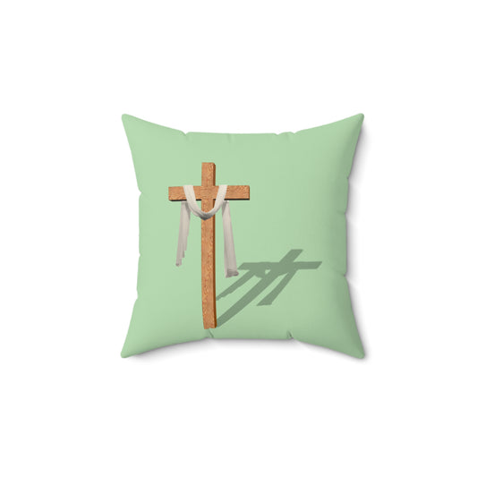Inspirational Cross Pillow | Spun Polyester Square Cushion | Home Decor, Faith-Based Gift, Easter, Christian Art, Living Room Accent