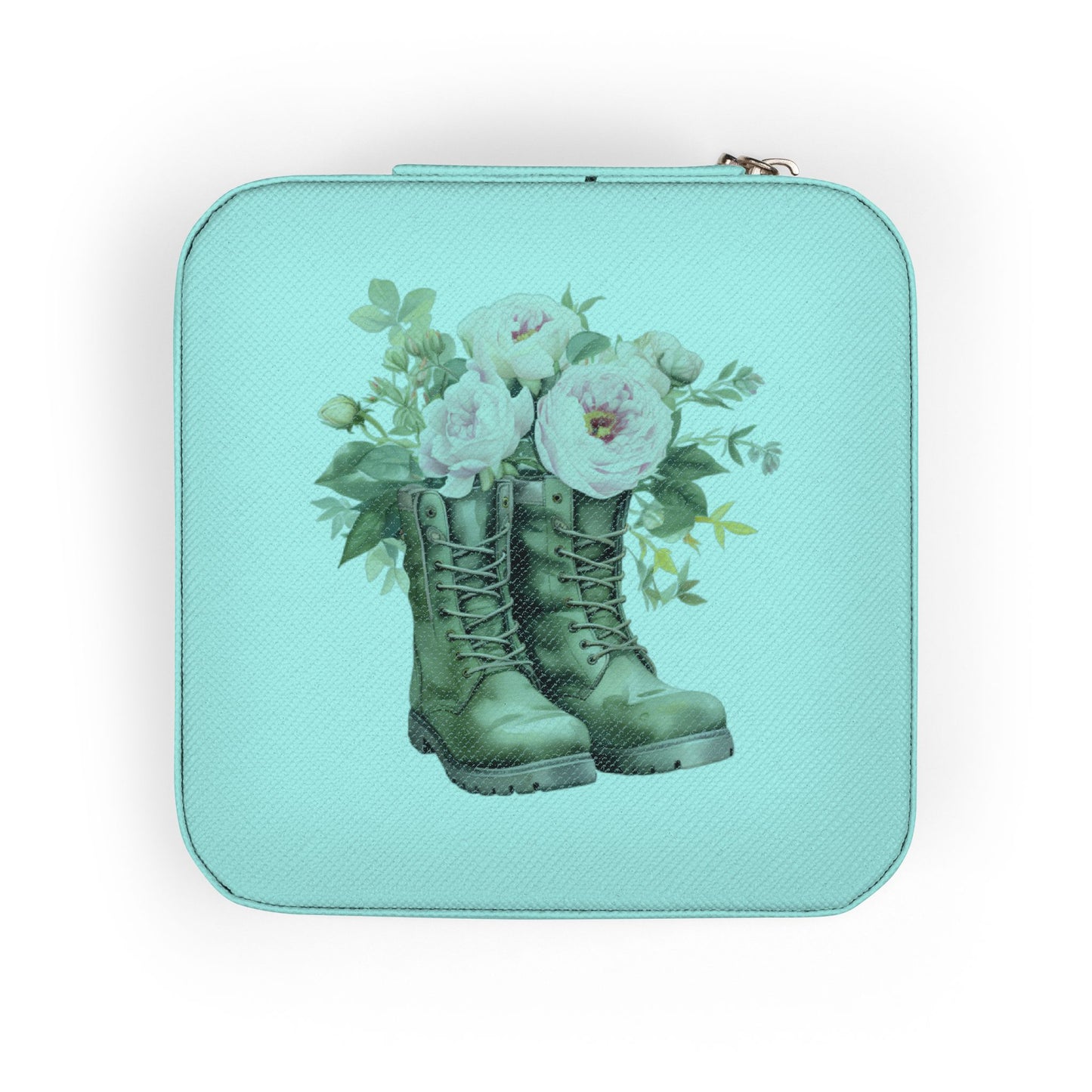 Compact Floral Boots Jewelry Travel Case – Portable Earring & Ring Organizer