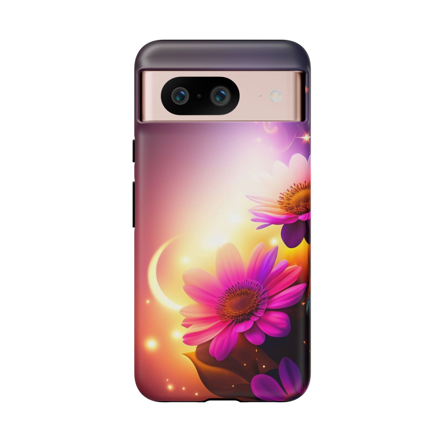 Floral Moonlight Phone Case – Purple Daisy Protective Cover