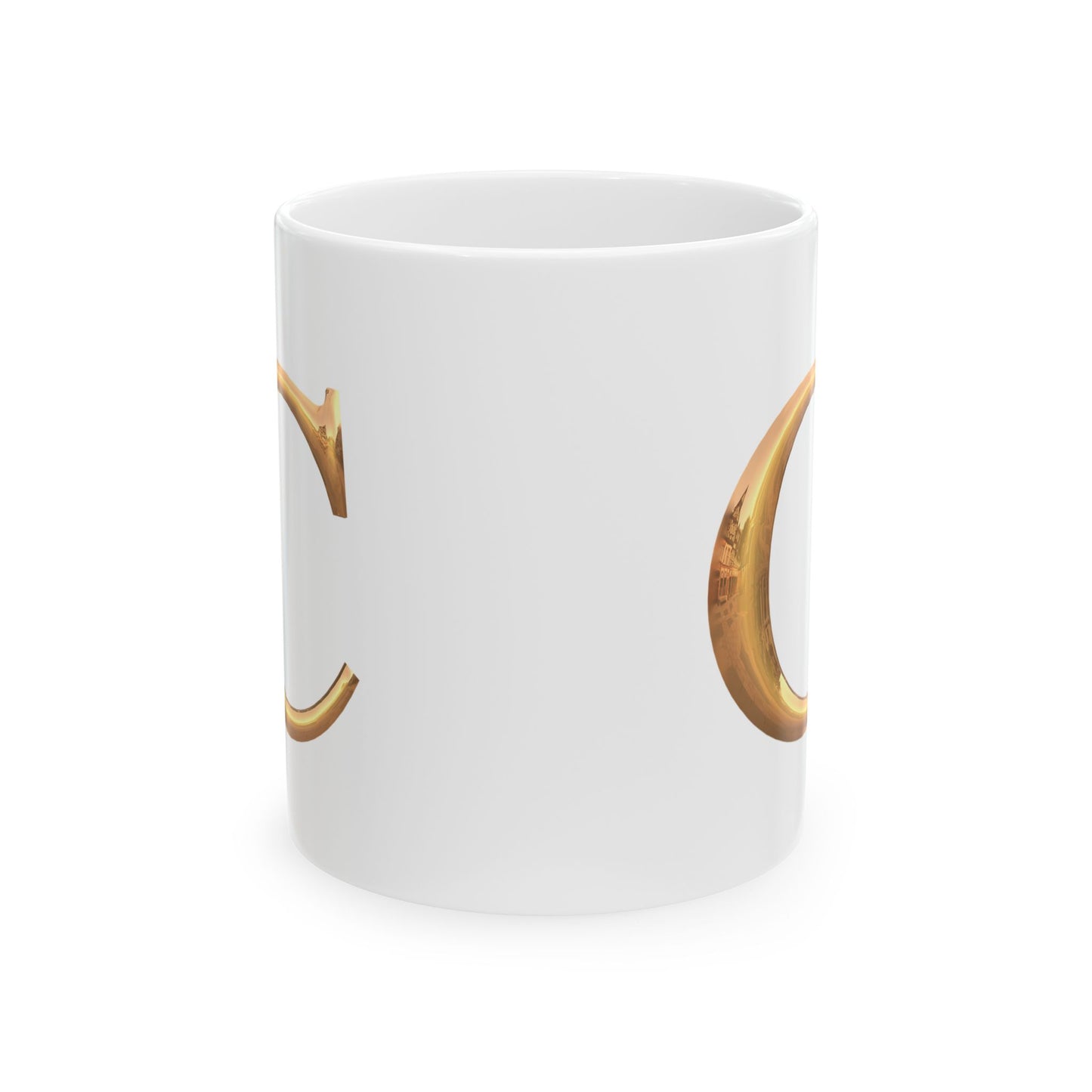 Elegant Golden Letter Ceramic Mug, Personalized Coffee Cup Letter C