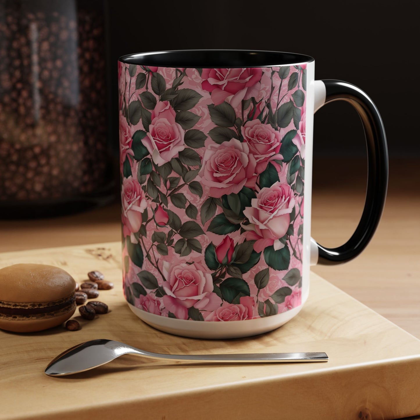 Floral Accent Coffee Mug, Pink Rose Mug, Gift for Her, Tea Cup, Mother's Day Present, Home Decor, Kitchen Essentials