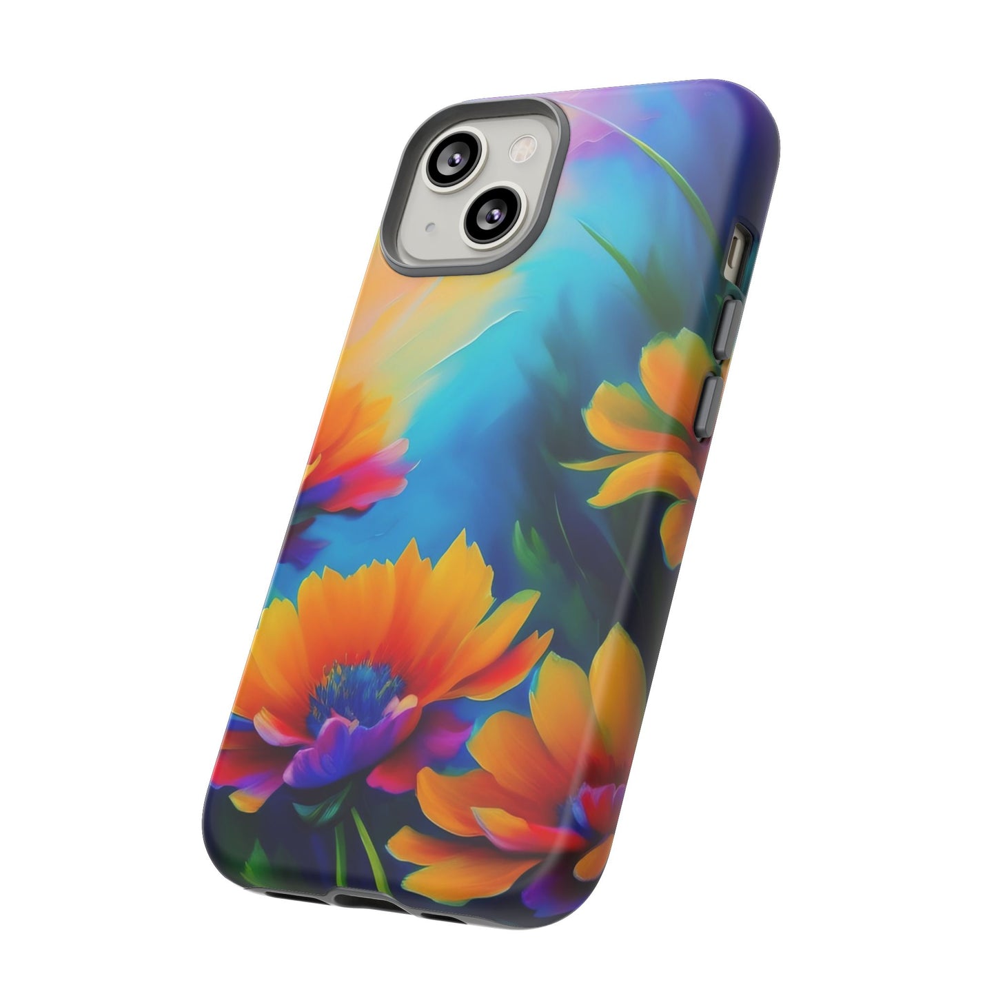 Floral Sunset Tough Phone Case — Vibrant Watercolor Flowers Protective Cover
