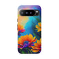 Floral Sunset Tough Phone Case — Vibrant Watercolor Flowers Protective Cover