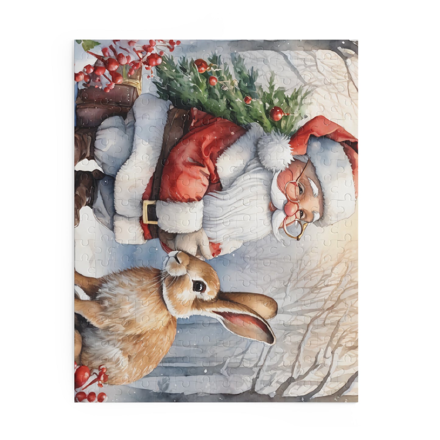 Christmas Puzzle Featuring Santa and Bunny