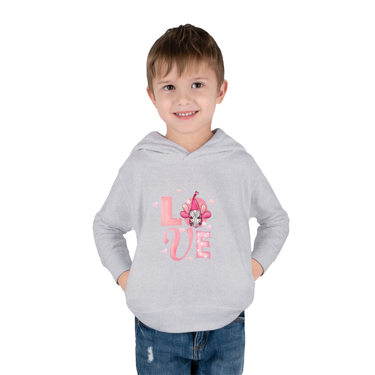 Toddler Hoodie — Pink "LOVE" Unicorn Heart Pullover