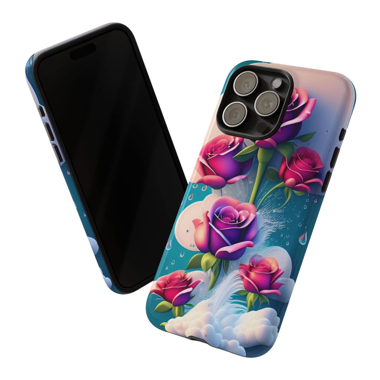 Floral Dream Tough Phone Case — Rose Bouquet Clouds Design