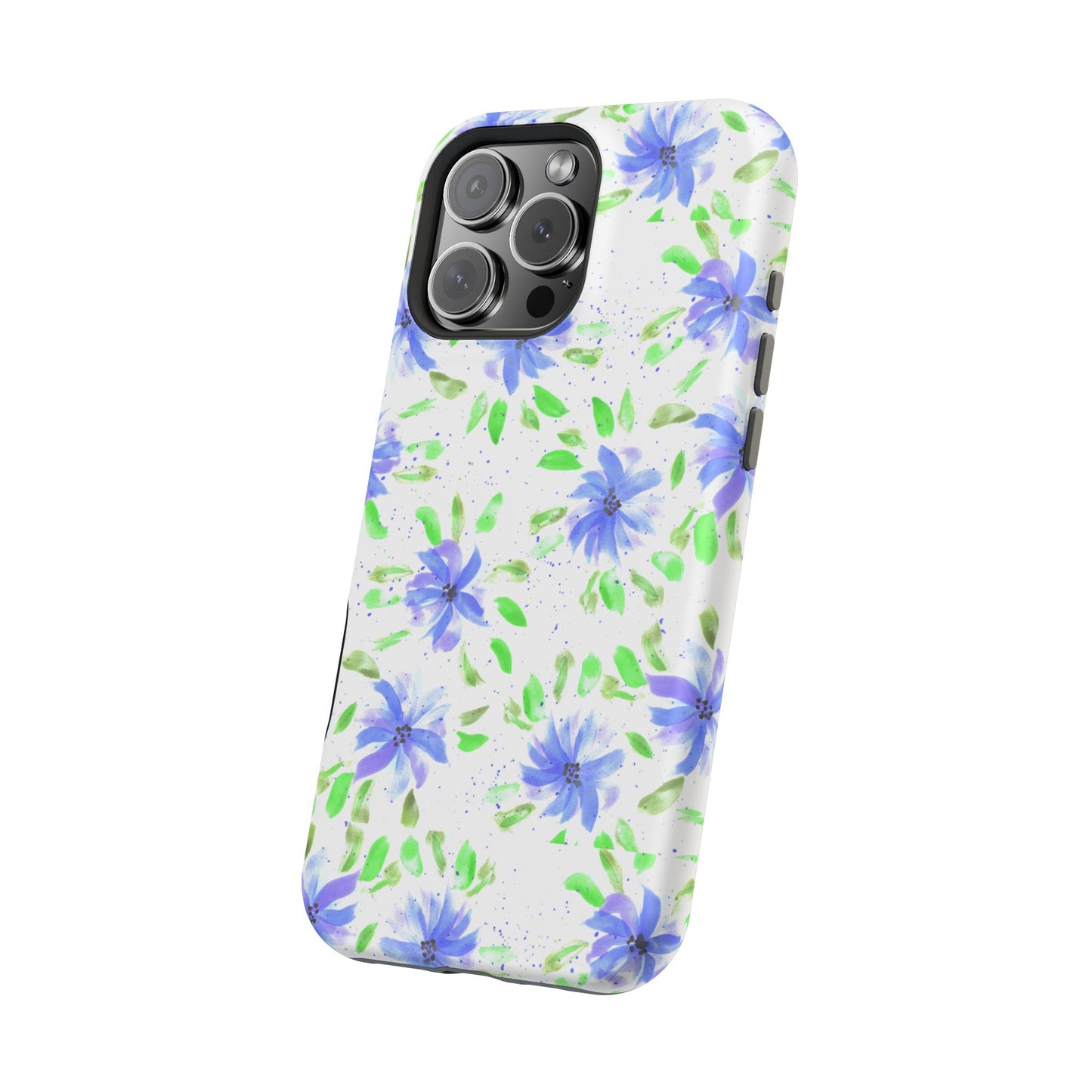 Floral Blue Watercolor Phone Case — Magnetic Impact-Resistant
