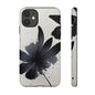Monochrome Floral Tough Phone Case — Black Ink Flower Protective Cover