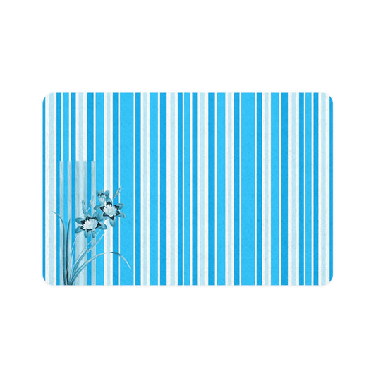 Blue Stripe Floral Pet Food Mat (12x18)