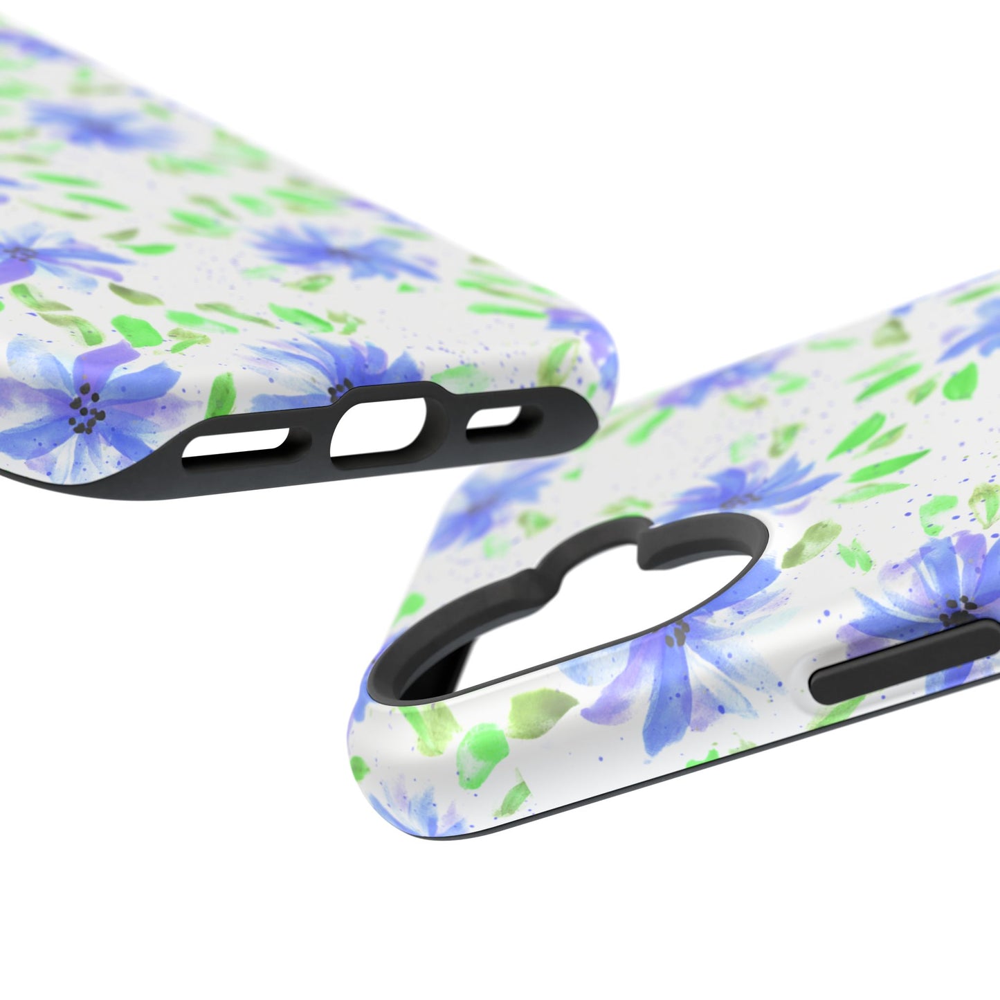 Floral Blue Watercolor Phone Case — Magnetic Impact-Resistant