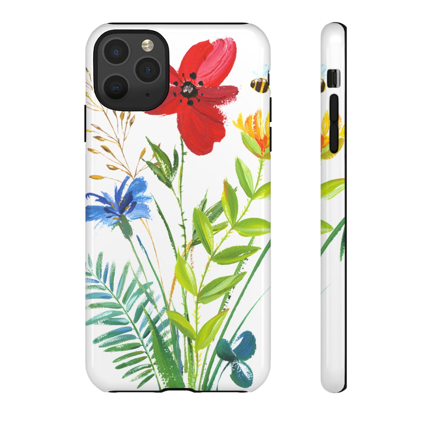 Floral Watercolor Tough Phone Case — Wildflower Bouquet Protective Cover