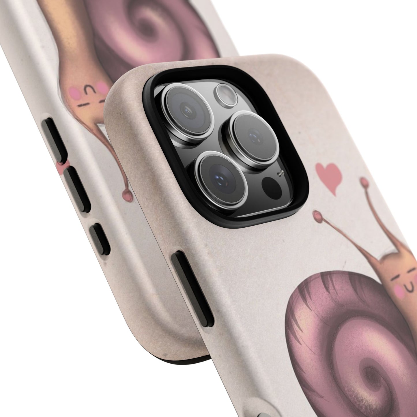 Cute Snail Phone Case — Pink Heart Cartoon Protective iPhone Cover