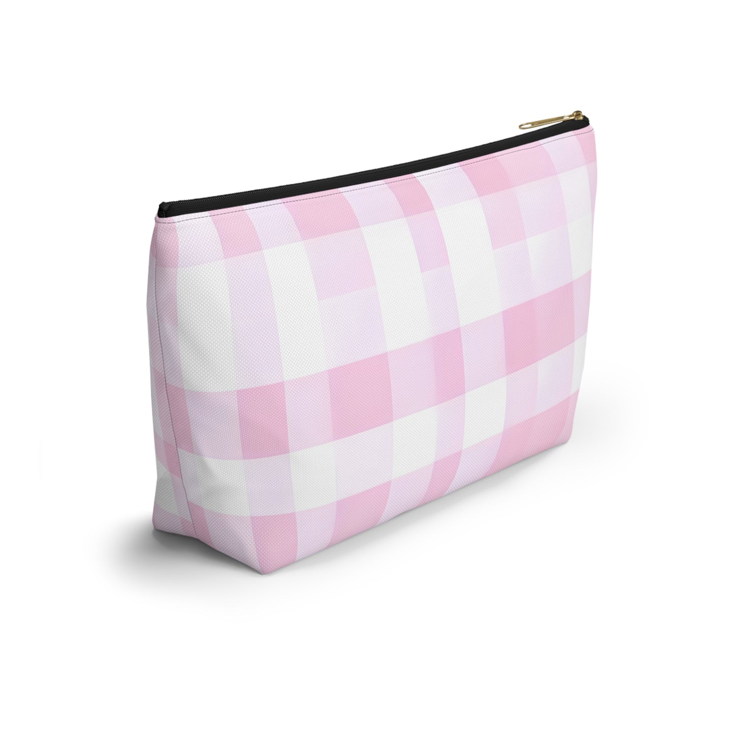Pink Gingham Accessory Pouch — T‑Bottom Makeup & Toiletry Bag