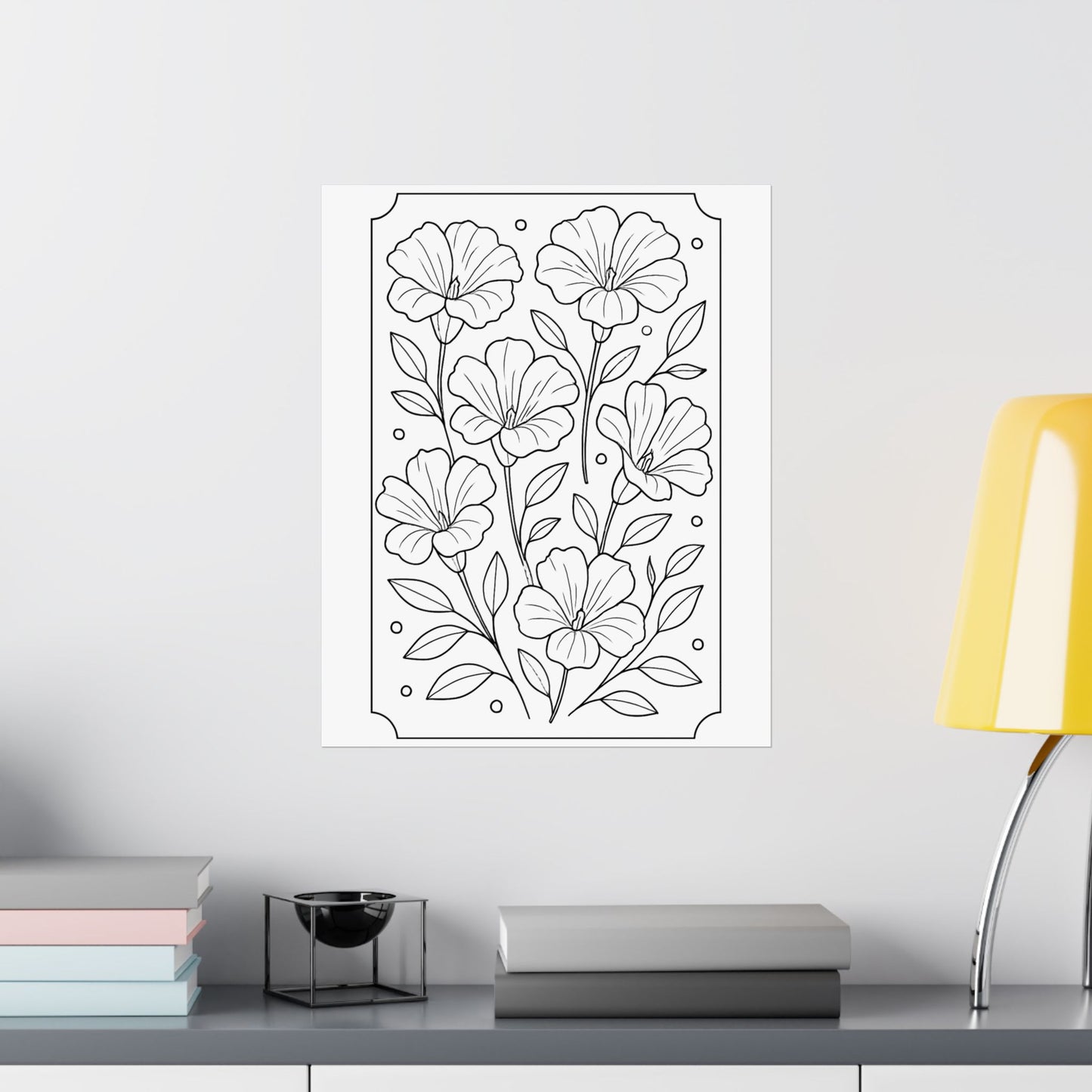 Botanical Line Art Poster — Matte Vertical Floral Wall Art - DIY