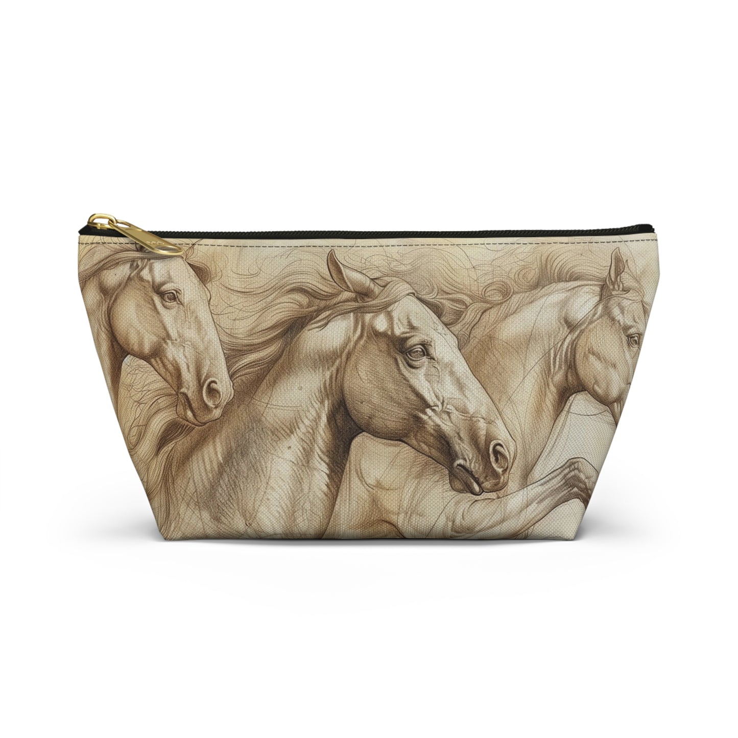 Horse Run Accessory Pouch — Equestrian Makeup & Travel T-Bottom Bag