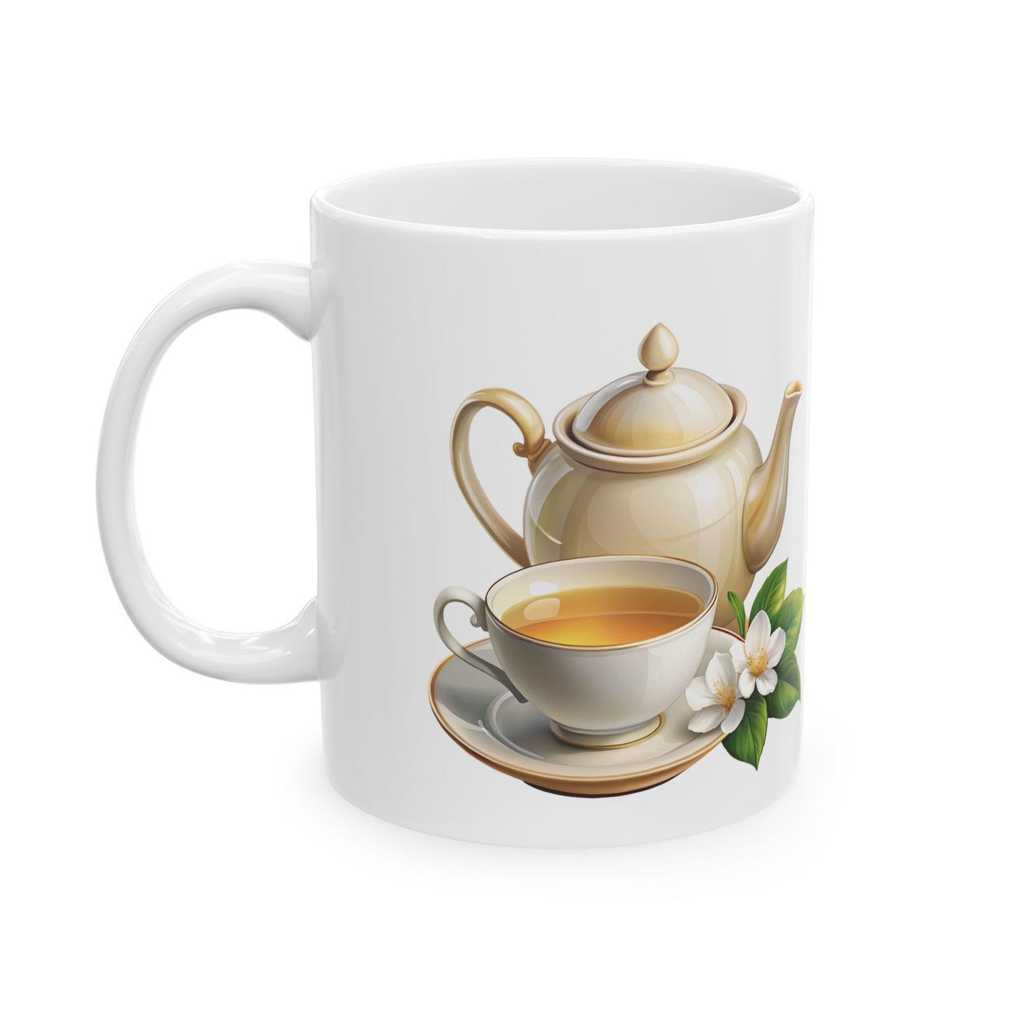 Elegant Tea-Themed Ceramic Mug, Perfect Gift for Tea Lovers, Home Decor, Mother's Day, Gift for Her, Cozy Mornings, Kitchenware