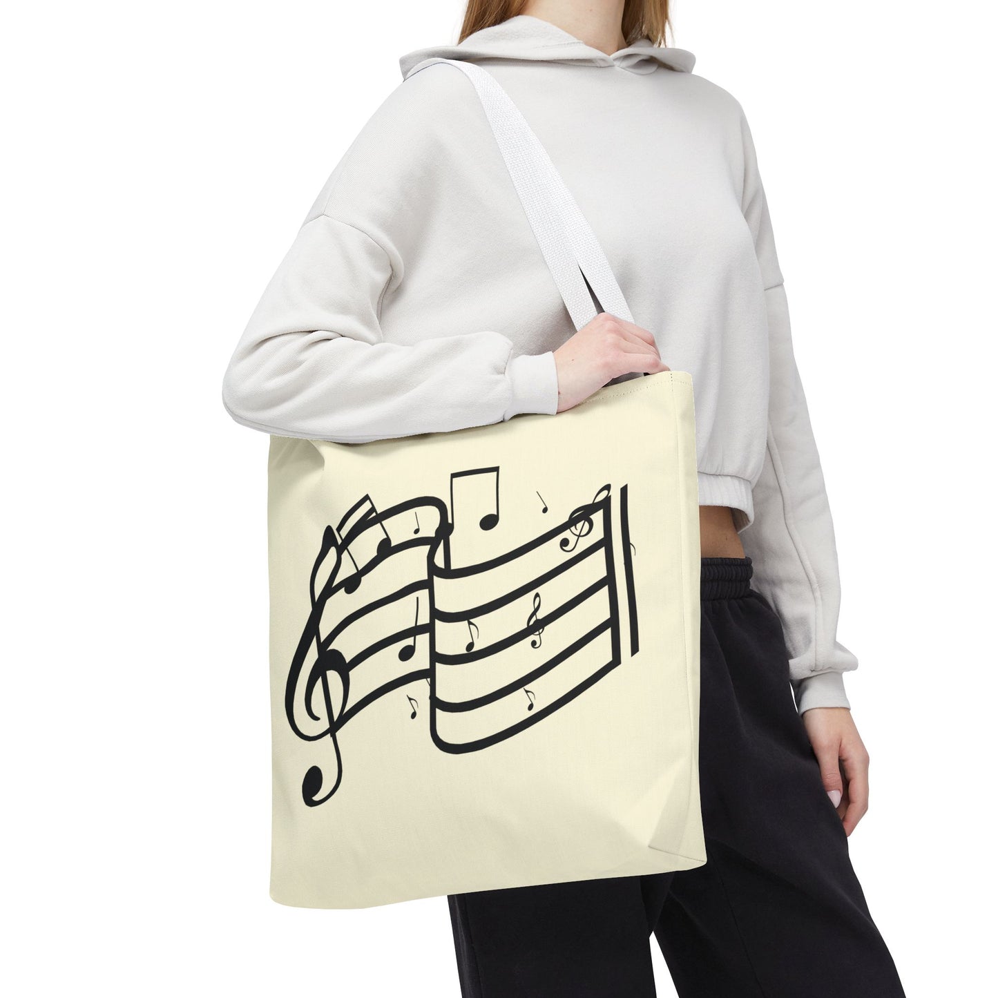 Music Notes Tote Bag — Sheet Melody Canvas Tote for Musicians & Music Lovers