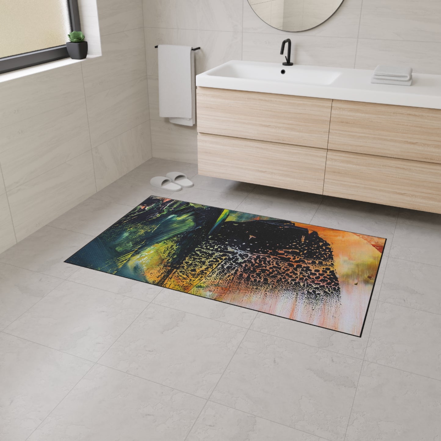 Abstract Art Heavy-Duty Floor Mat — Vibrant Brushstroke Entry Rug