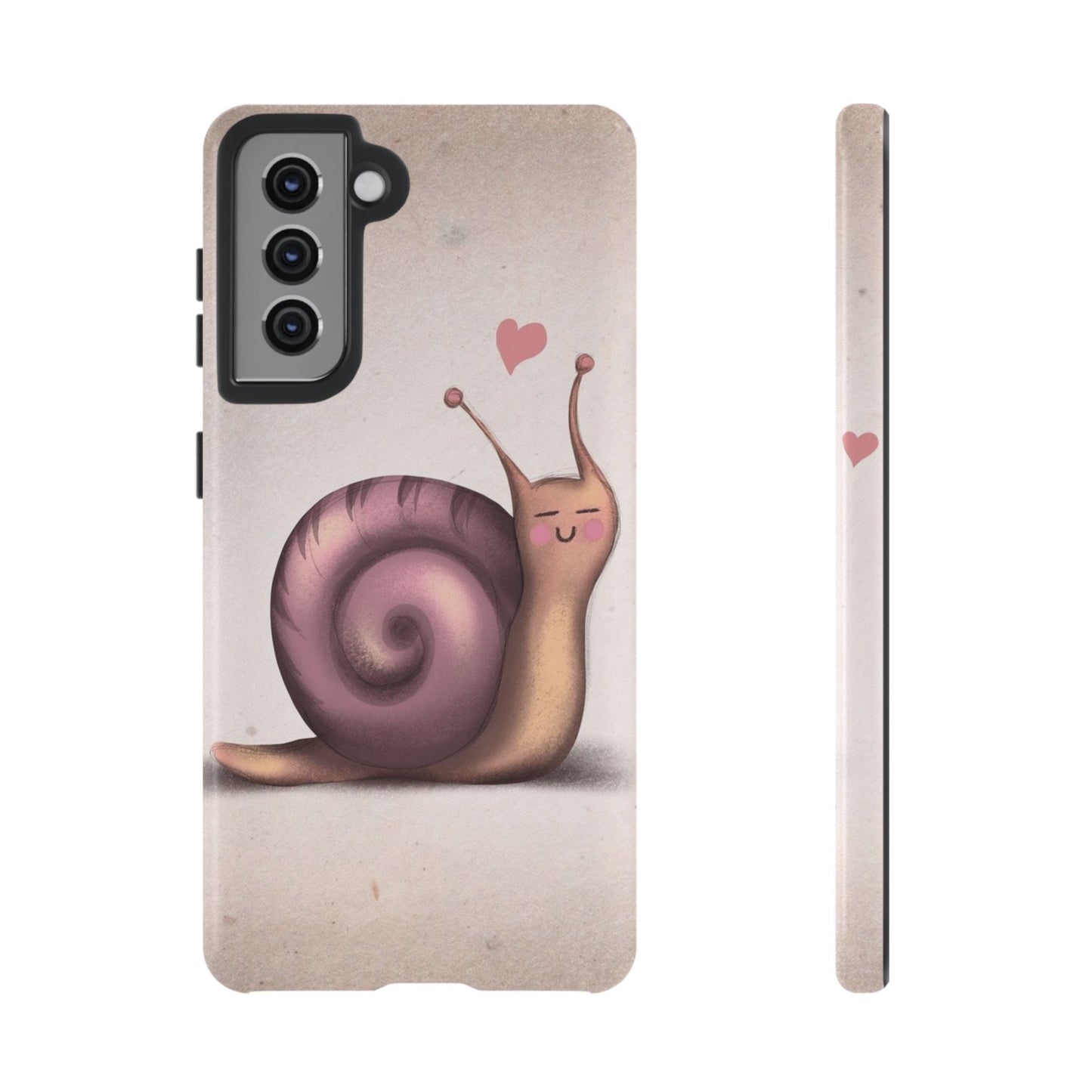 Cute Snail Phone Case — Pink Heart Cartoon Protective iPhone Cover