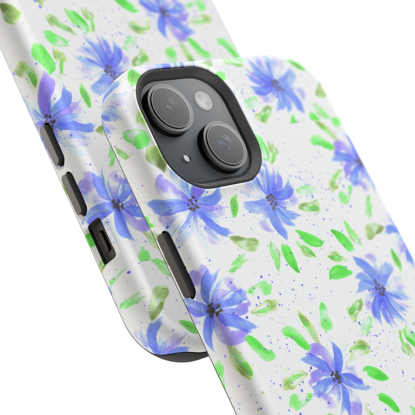 Floral Blue Watercolor Phone Case — Magnetic Impact-Resistant