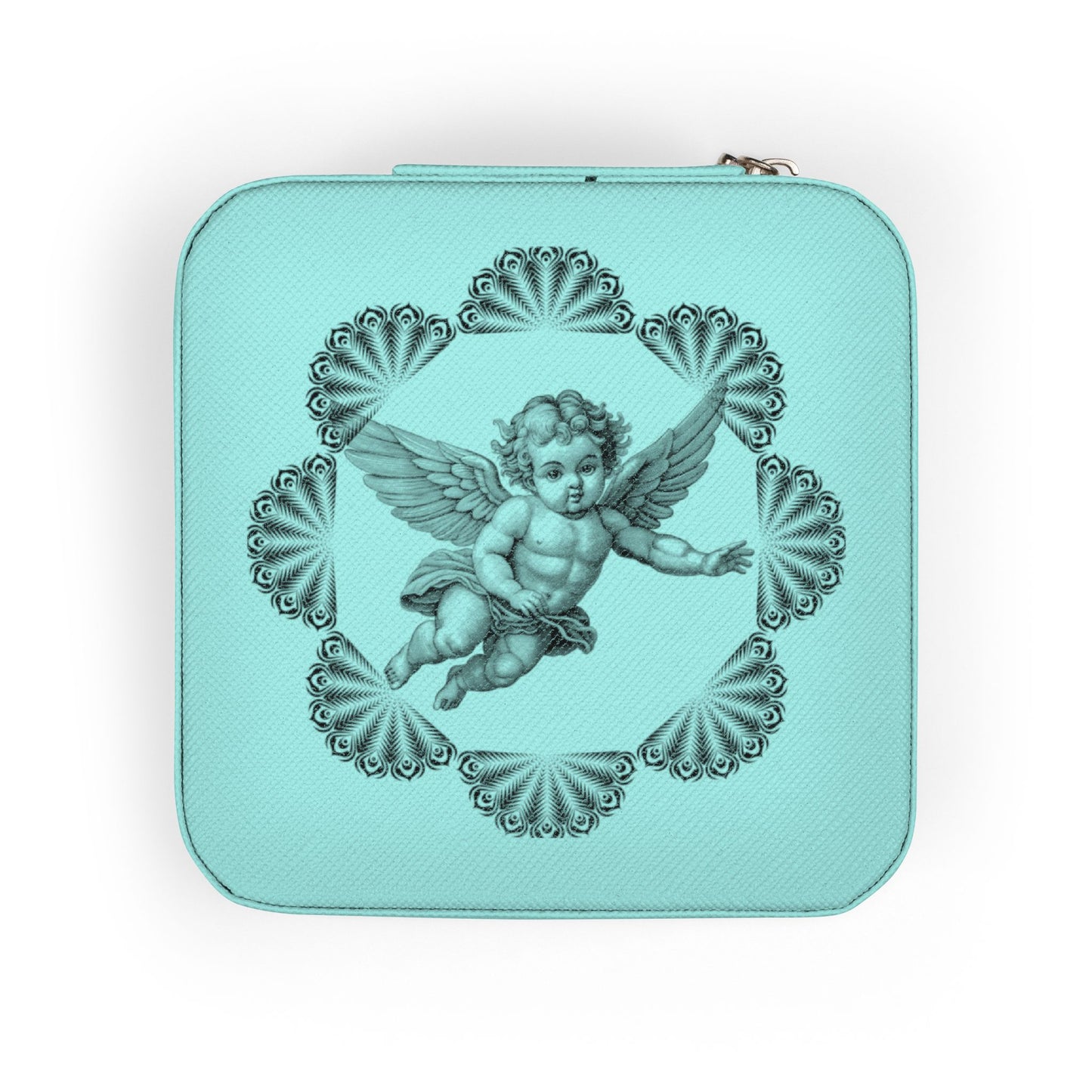 Rose Gold Cherub Jewelry Travel Case — Compact Ring & Earring Organizer