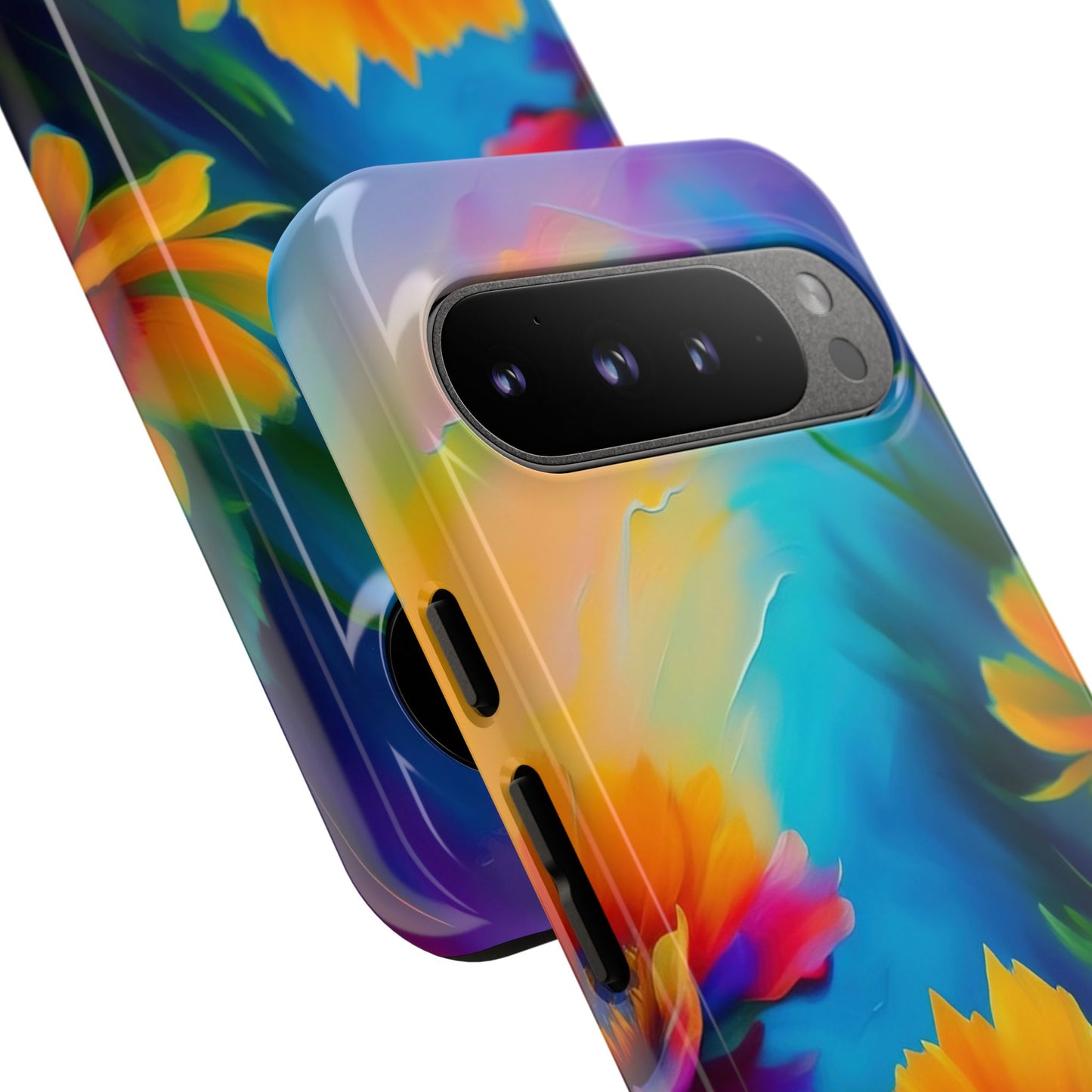 Floral Sunset Tough Phone Case — Vibrant Watercolor Flowers Protective Cover