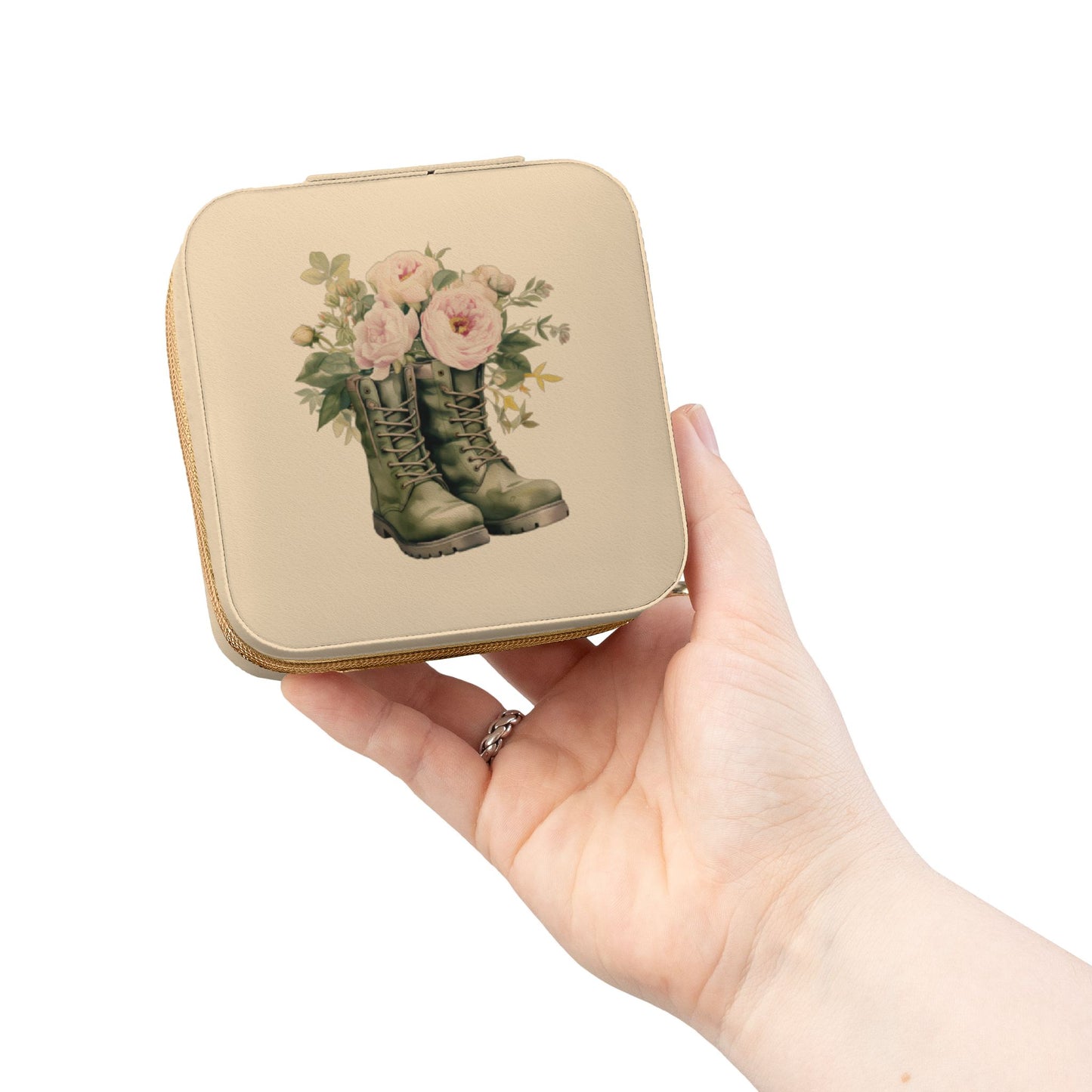 Compact Floral Boots Jewelry Travel Case – Portable Earring & Ring Organizer