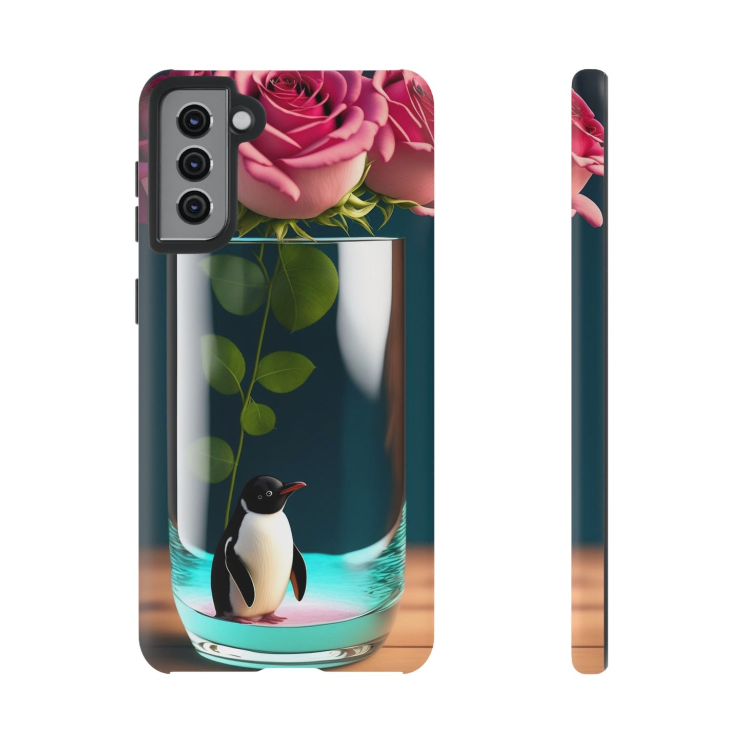 Penguin in a Glass Floral Tough Phone Case — Cute Protective Phone Cover