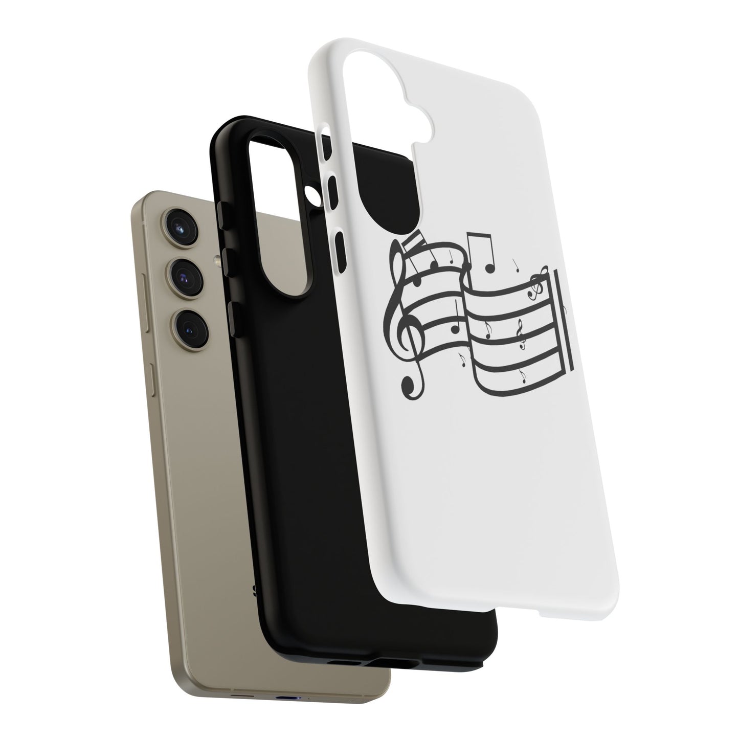 Musical Notes Phone Case — Black Treble Clef Music Staff Tough Case