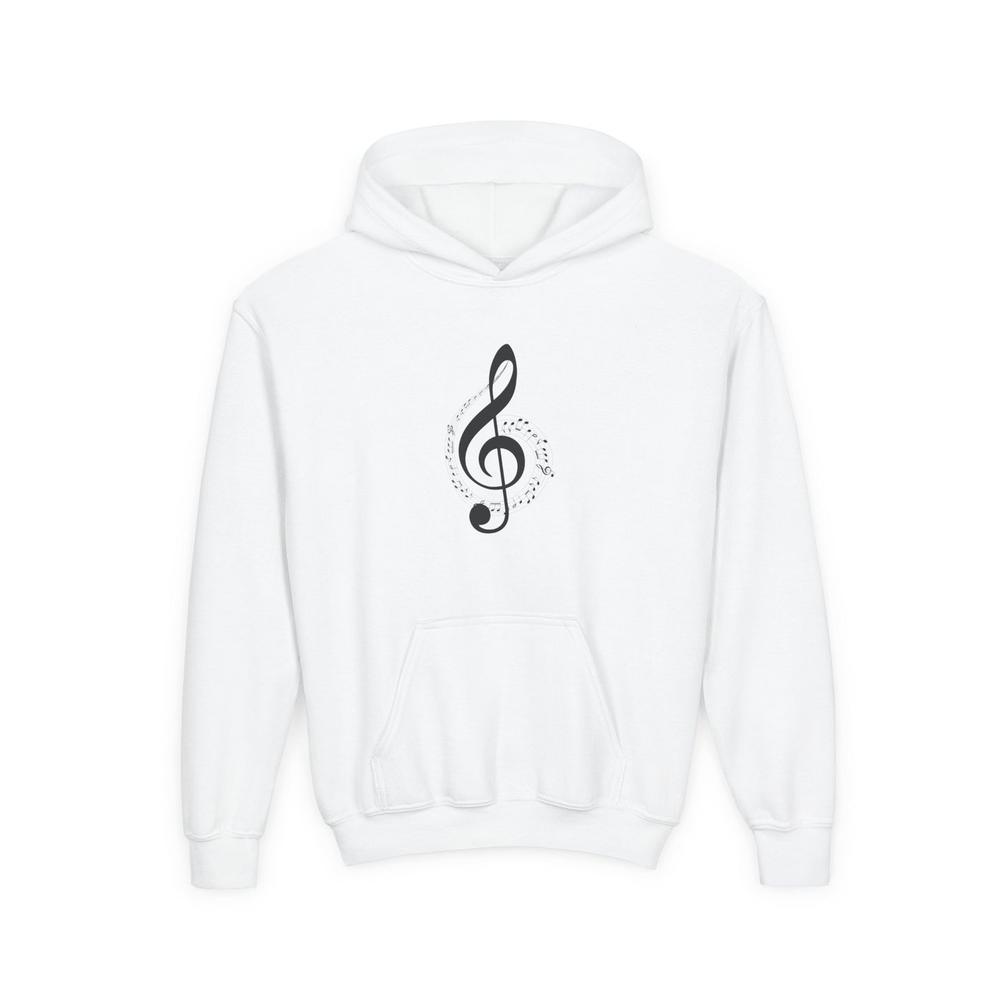 Youth Music Treble Clef Hoodie – Cute Musical Notes Kids Sweatshirt