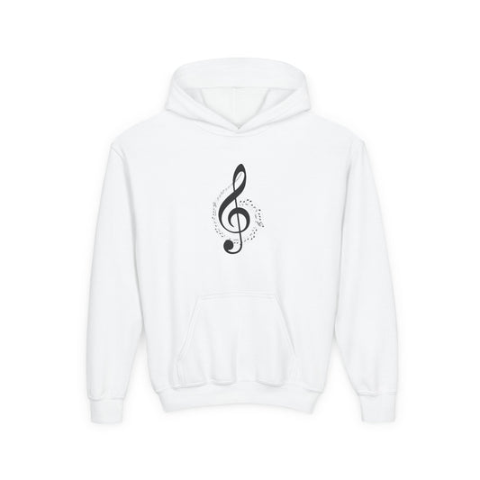 Youth Music Treble Clef Hoodie – Cute Musical Notes Kids Sweatshirt