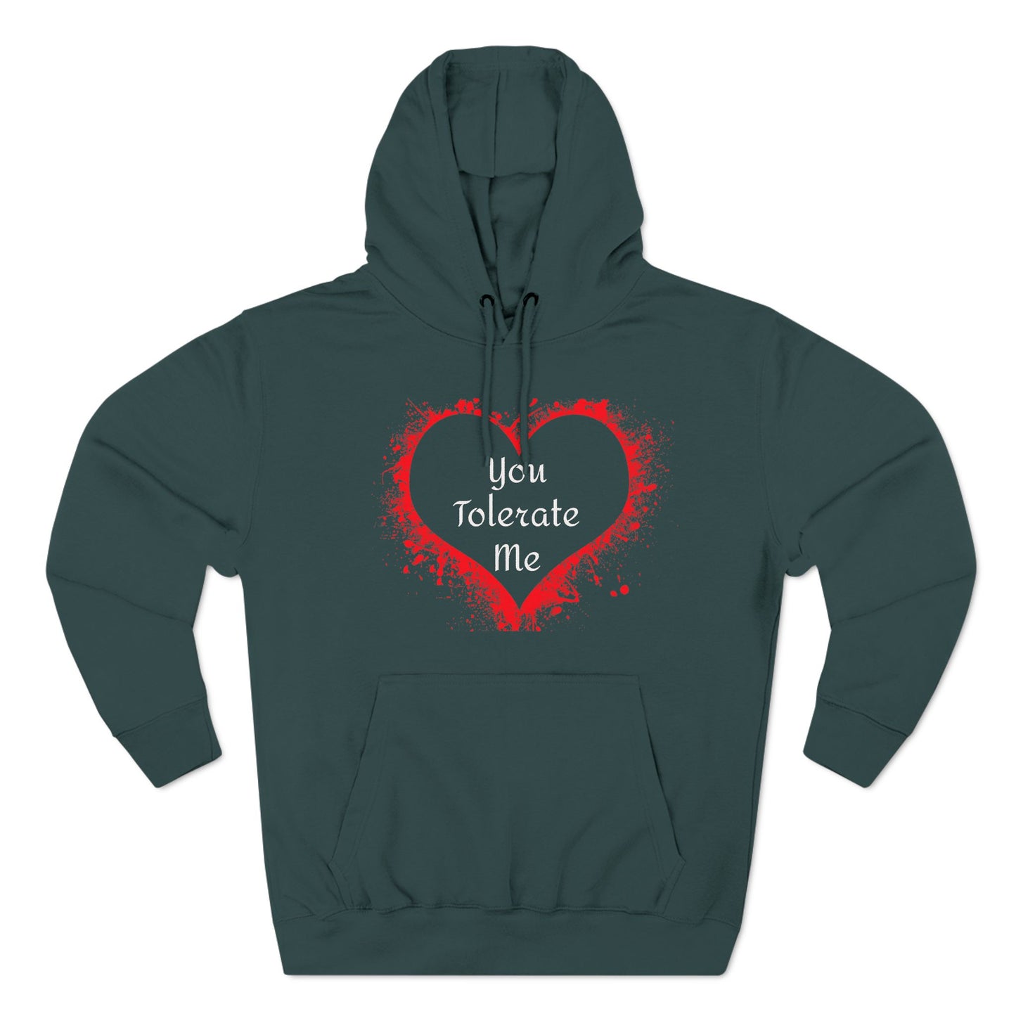 Heart Splash Hoodie — "Love Tolerate Me" Graphic Pullover