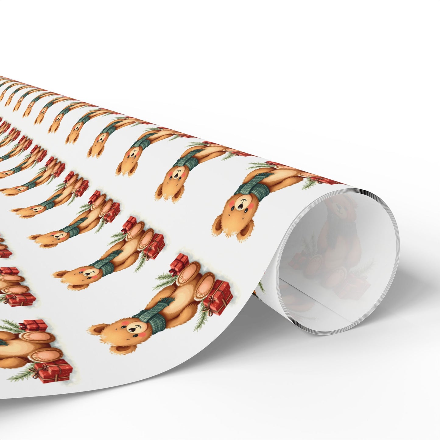 Christmas Teddy Bear Wrapping Paper Roll — Cute Holiday Gift Wrap