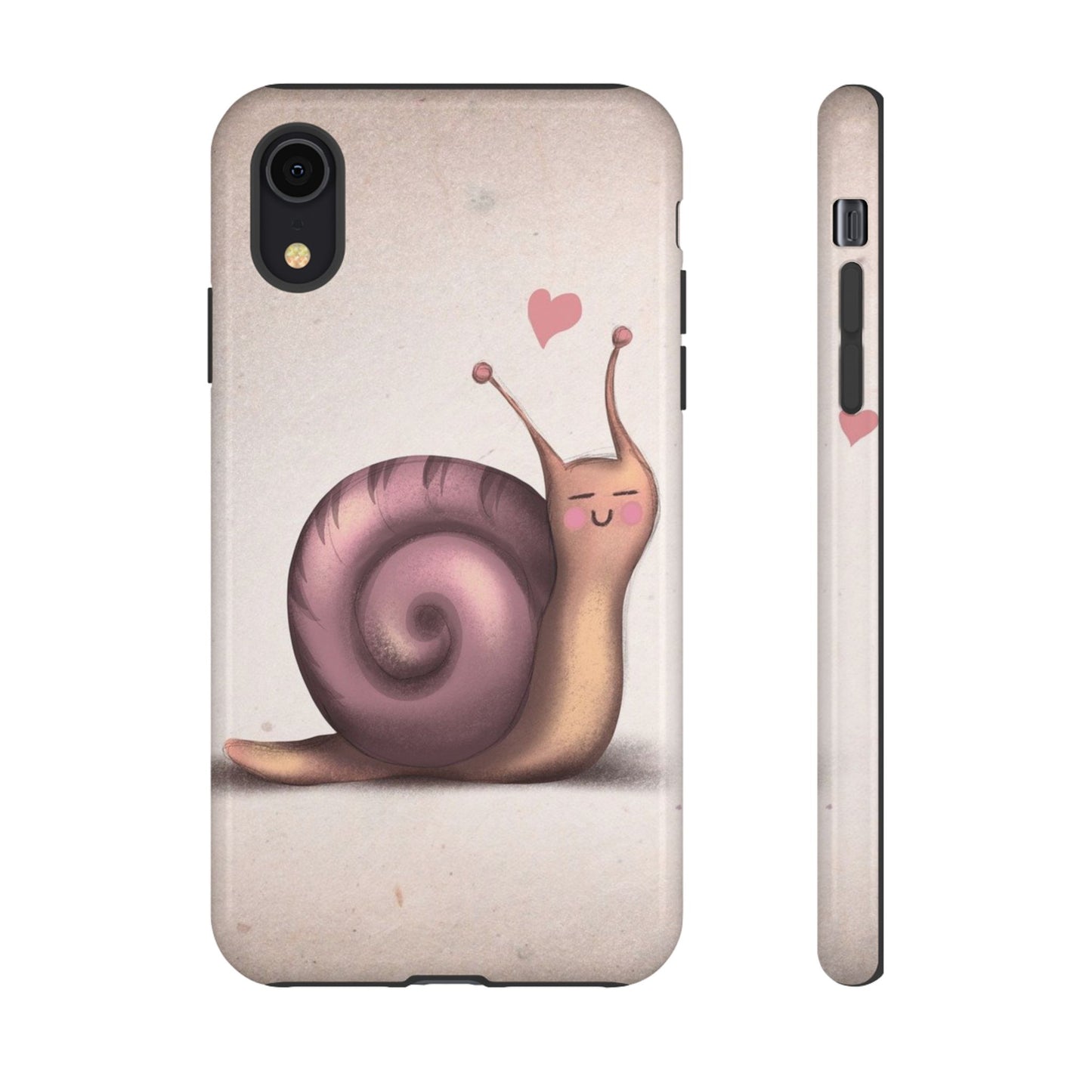 Cute Snail Phone Case — Pink Heart Cartoon Protective iPhone Cover