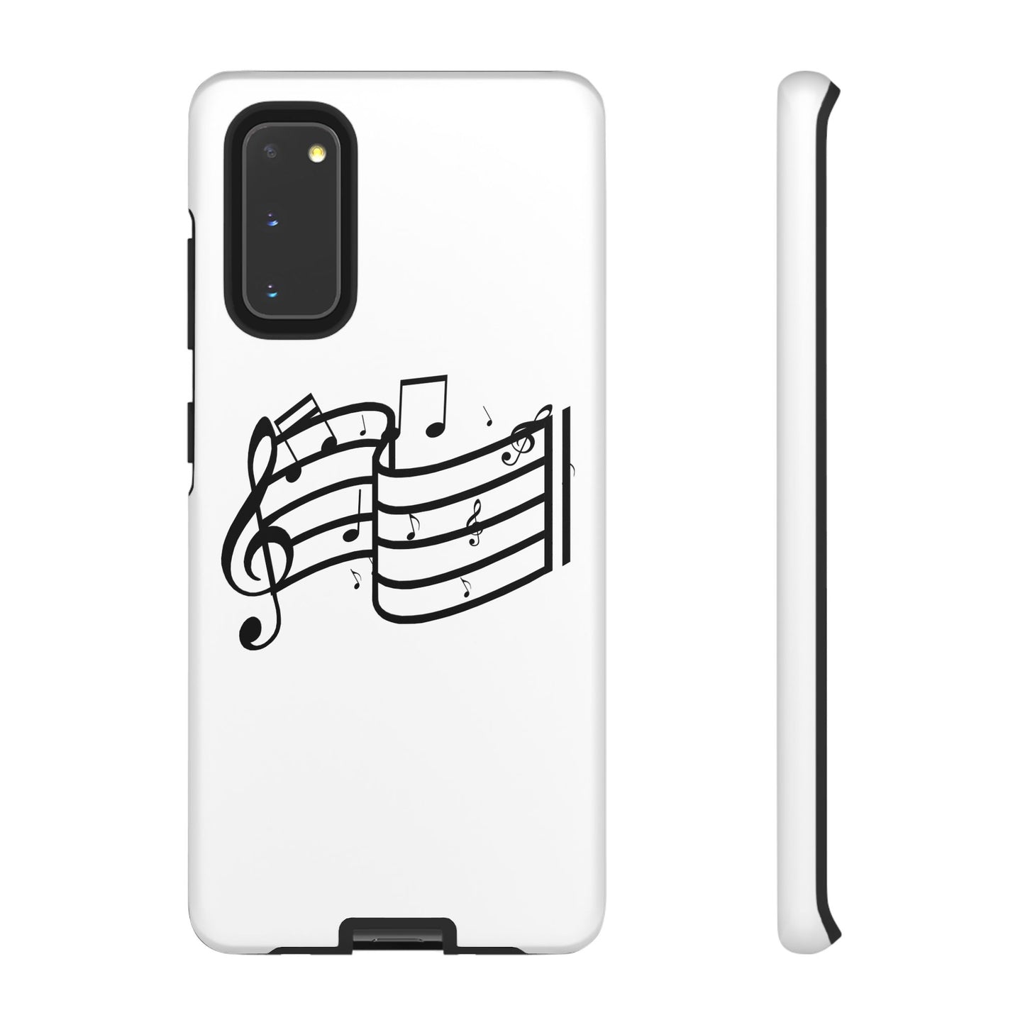 Musical Notes Phone Case — Black Treble Clef Music Staff Tough Case