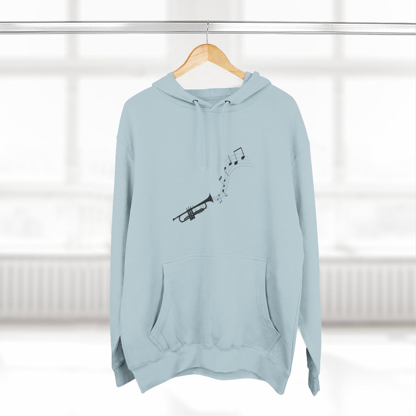 Trumpet Music Notes Hoodie — Minimalist Jazz Instrument Pullover