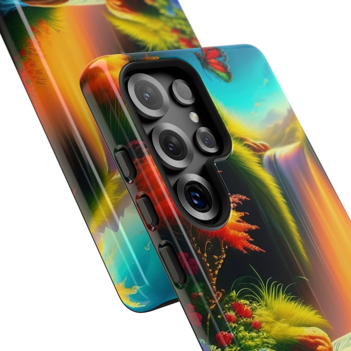 Phone Case - Vibrant Waterfall Landscape with Butterfly | Colorful Nature Protective Case