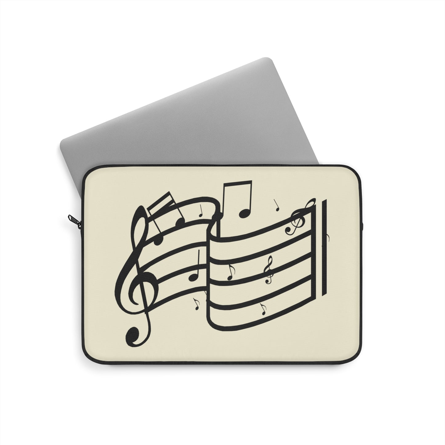 Music Notes Laptop Sleeve — Musical Treble Clef & Staff Design