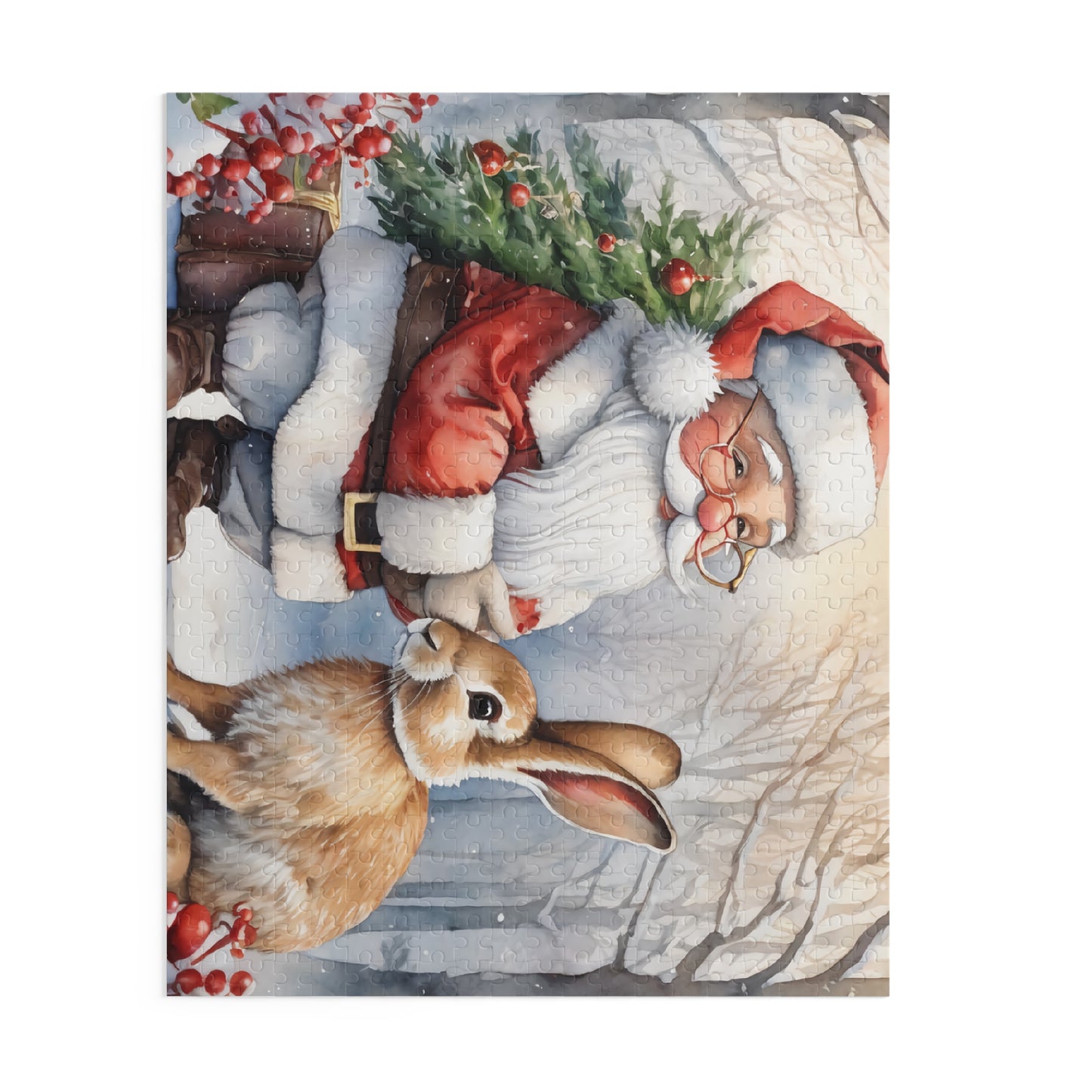 Christmas Puzzle Featuring Santa and Bunny