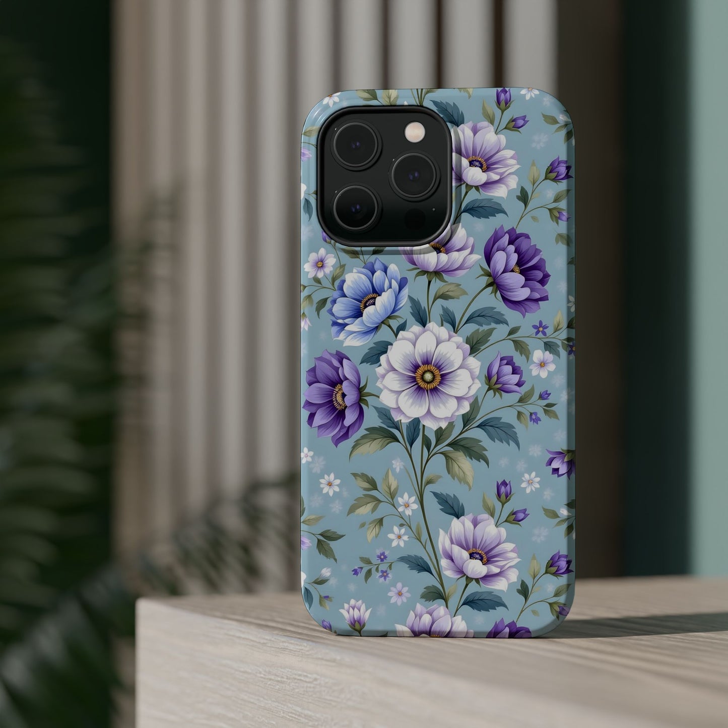 Floral Purple Peony Phone Case — Magnetic Impact‑Resistant Protective Cover