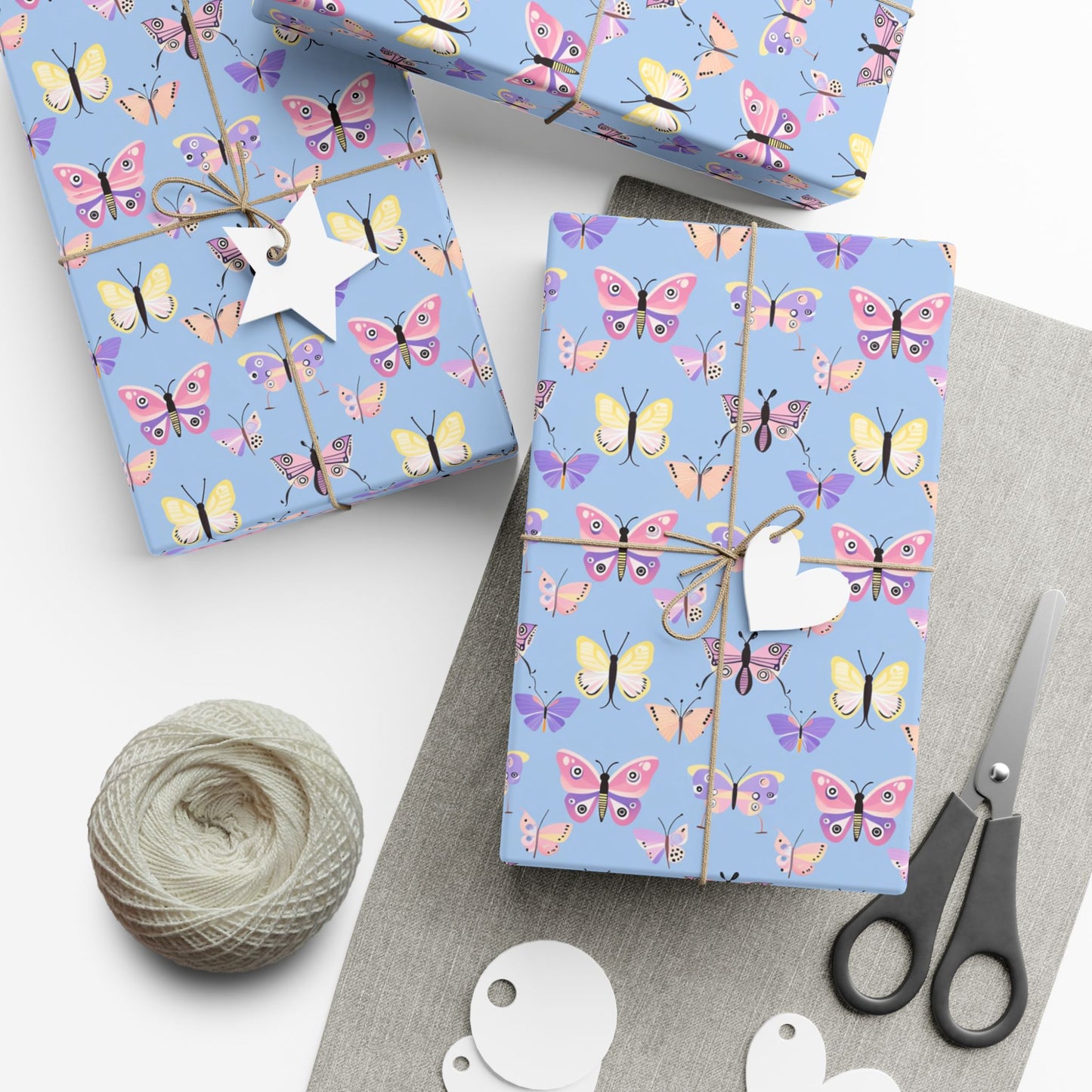 Wrapping Paper — Pastel Butterfly Gift Wrap Sheets for Birthday & Spring Celebrations
