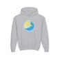 Sunrise Surf Circle Youth Hoodie | Surfing Wave Graphic